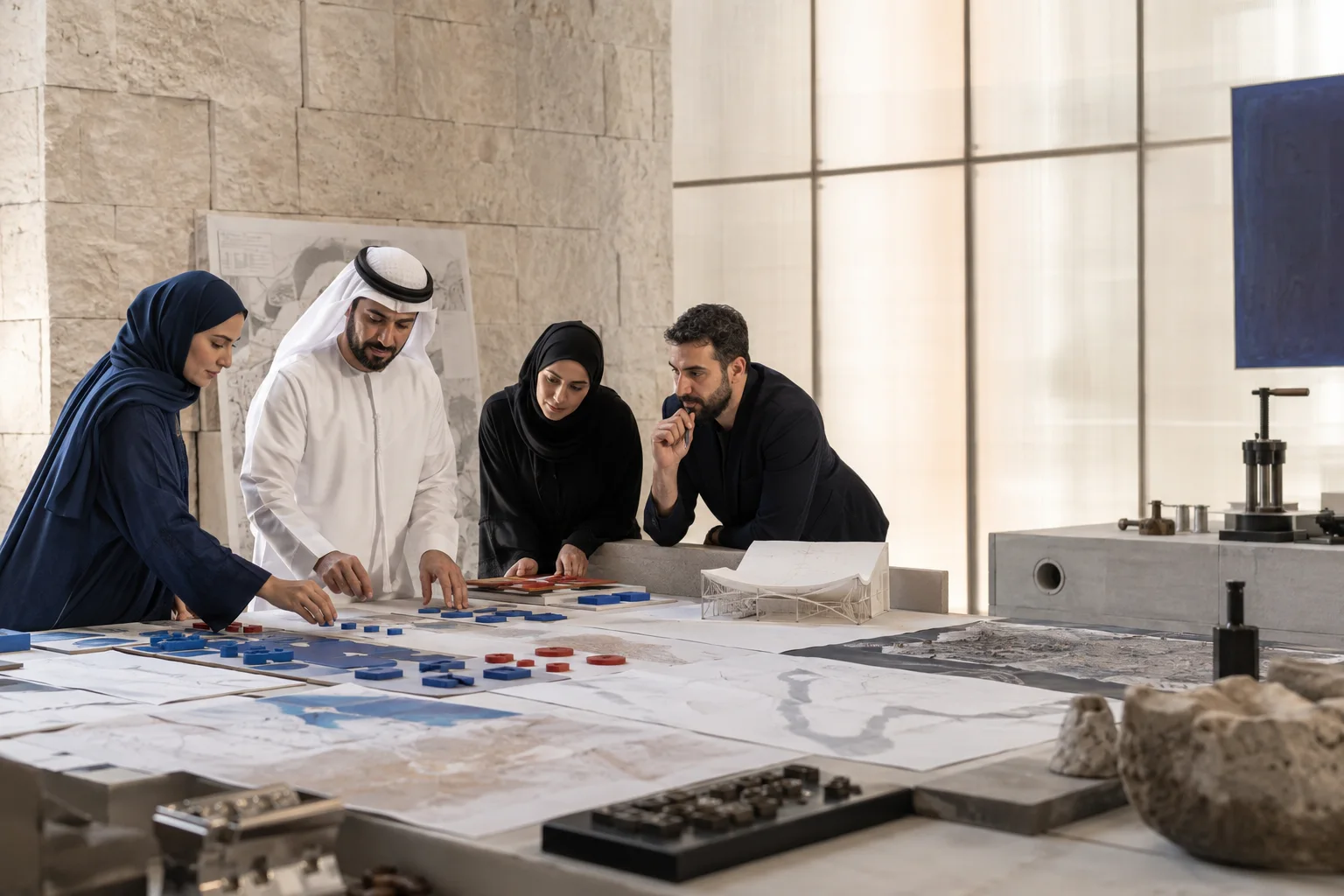 فريق سعودي يعمل على تشخيص تدفق تشغيلي داخل ورشة عمل